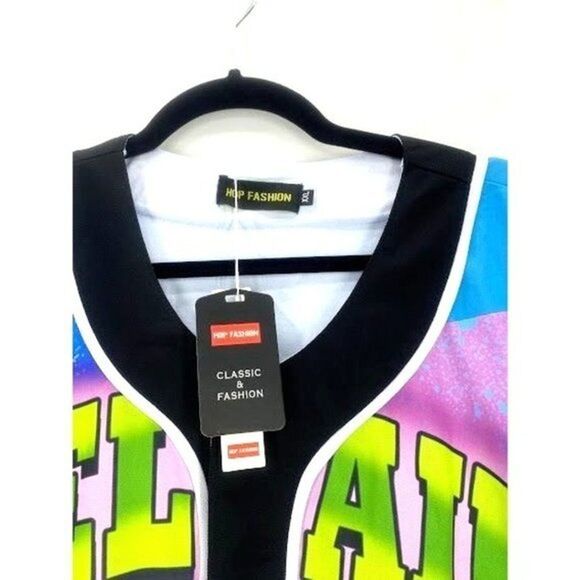 Baseball Jersey Short Sleeve Unisex Top Hip Hop Bel Air 90s By Hop Fashion XXL - Picture 3 of 4